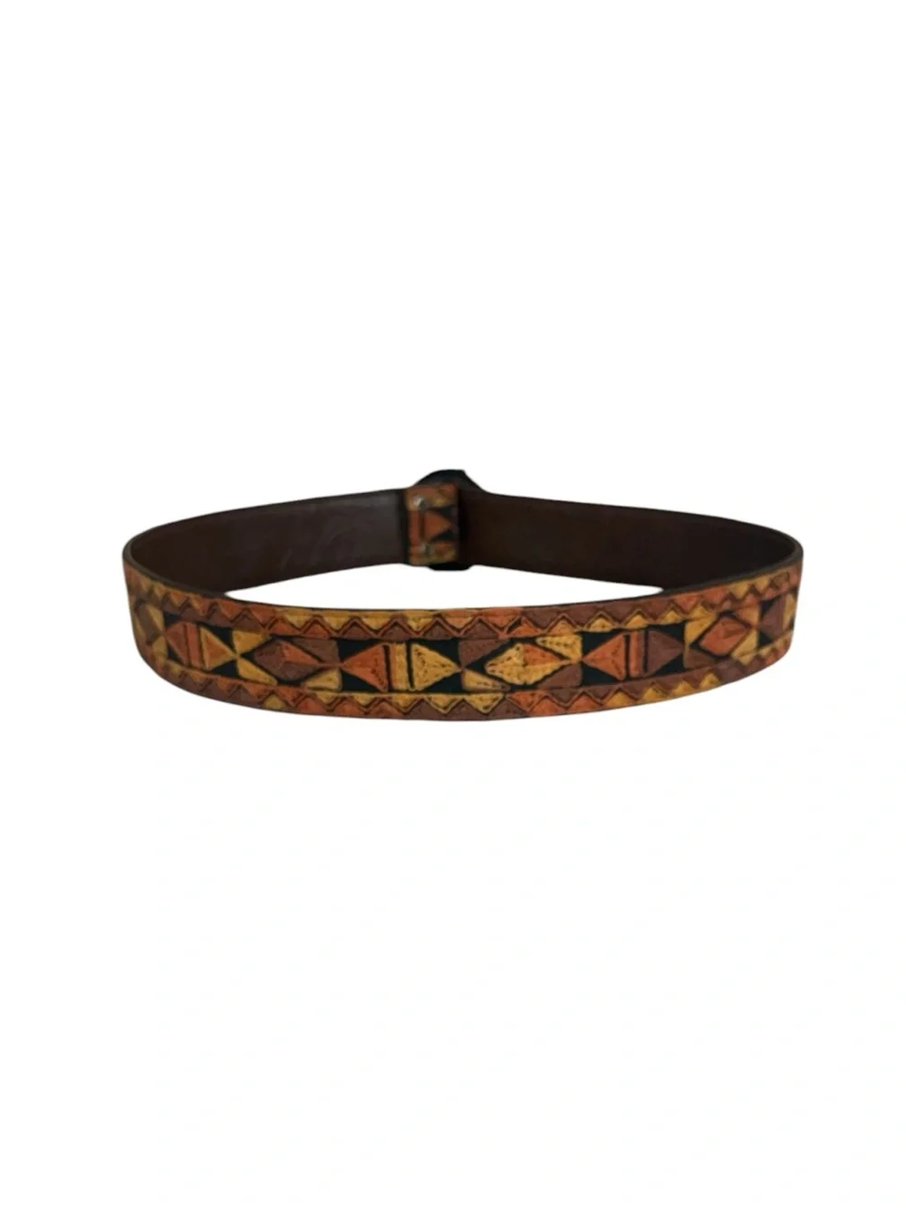 Vintage 60s Bechelli Leather Southwestern/Aztec Style Belt Size Large